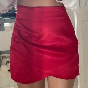Zara Red satin effect mini skirt
